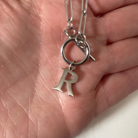 Letter Pendant with Silver Toggle Chain - Picture 3 of 5